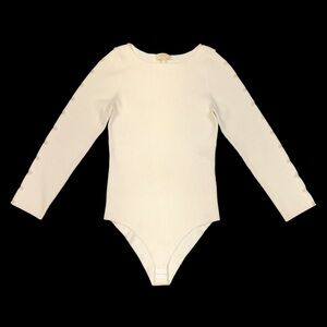 La Maille Sezane Bateau Ribbed Buttoned Long Sleeve Bodysuit Women’s Size XL